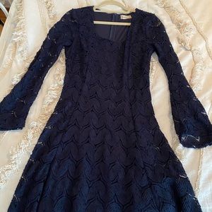 Long sleeve navy lace dress